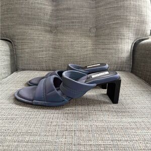 Miista Navy Padded Crossover Heeled Slides